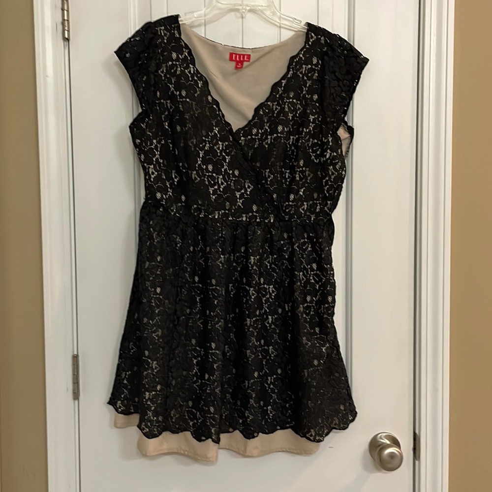Elle size 14 black lace overlay dress